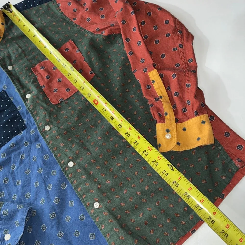 J.Crew Men's M Cotton Wool Challis Patchwork Camp Collar Shirt BK077